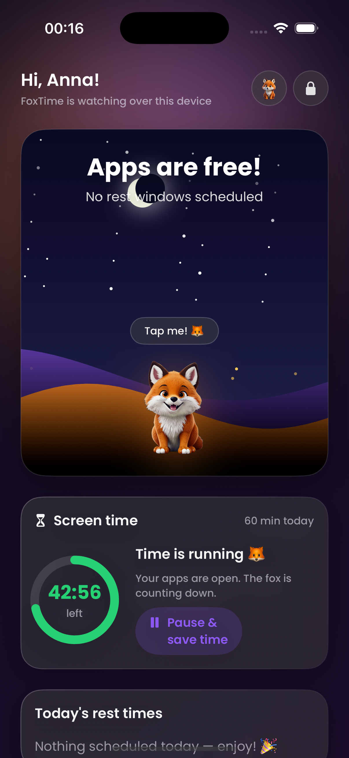 FoxTime running the Play timer